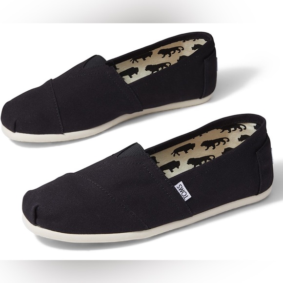 Toms Other - Toms Alpargata Black Canvas Slip-On Shoes with Printed Lining NWOT